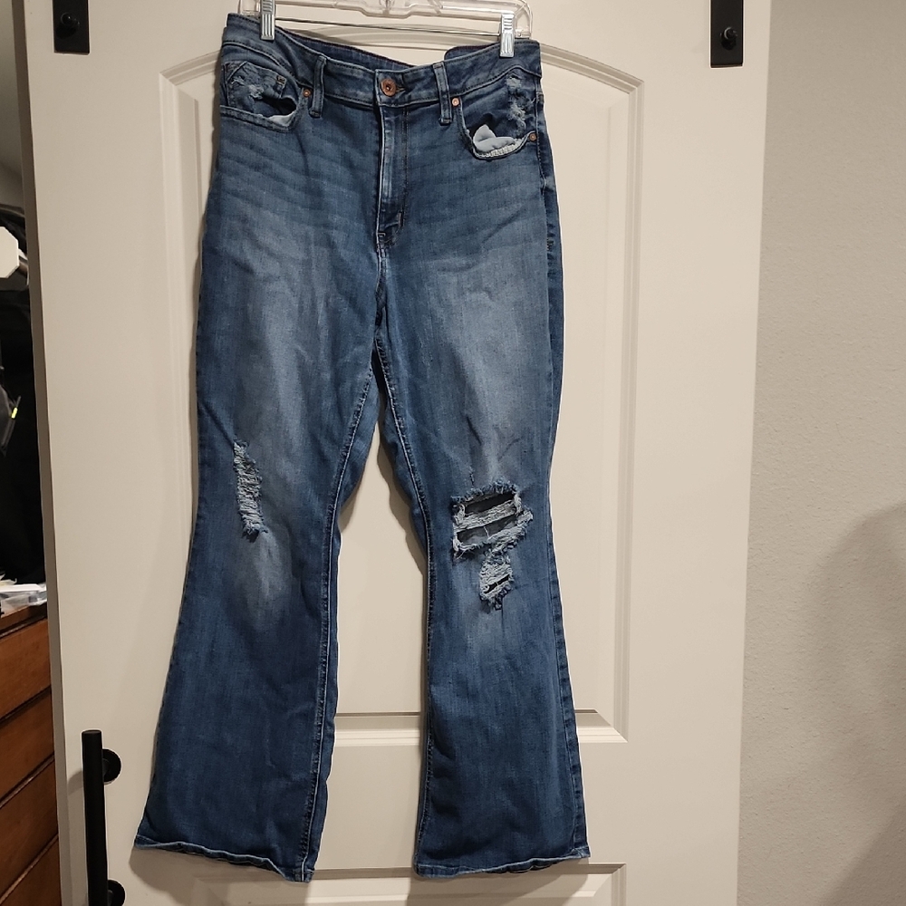 Edgely Flare High Waist Jeans with Distressed Details